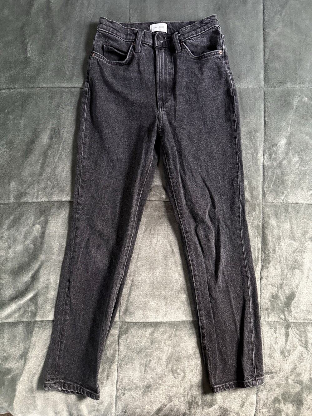 Oak + Fort Tapered High Rise Black Denim Jeans Women's Size 26